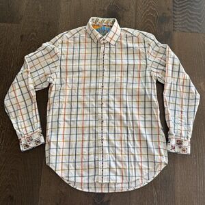 Robert Graham Shirt Men's M Cotton Long Sleeve Button Colorful Plaid